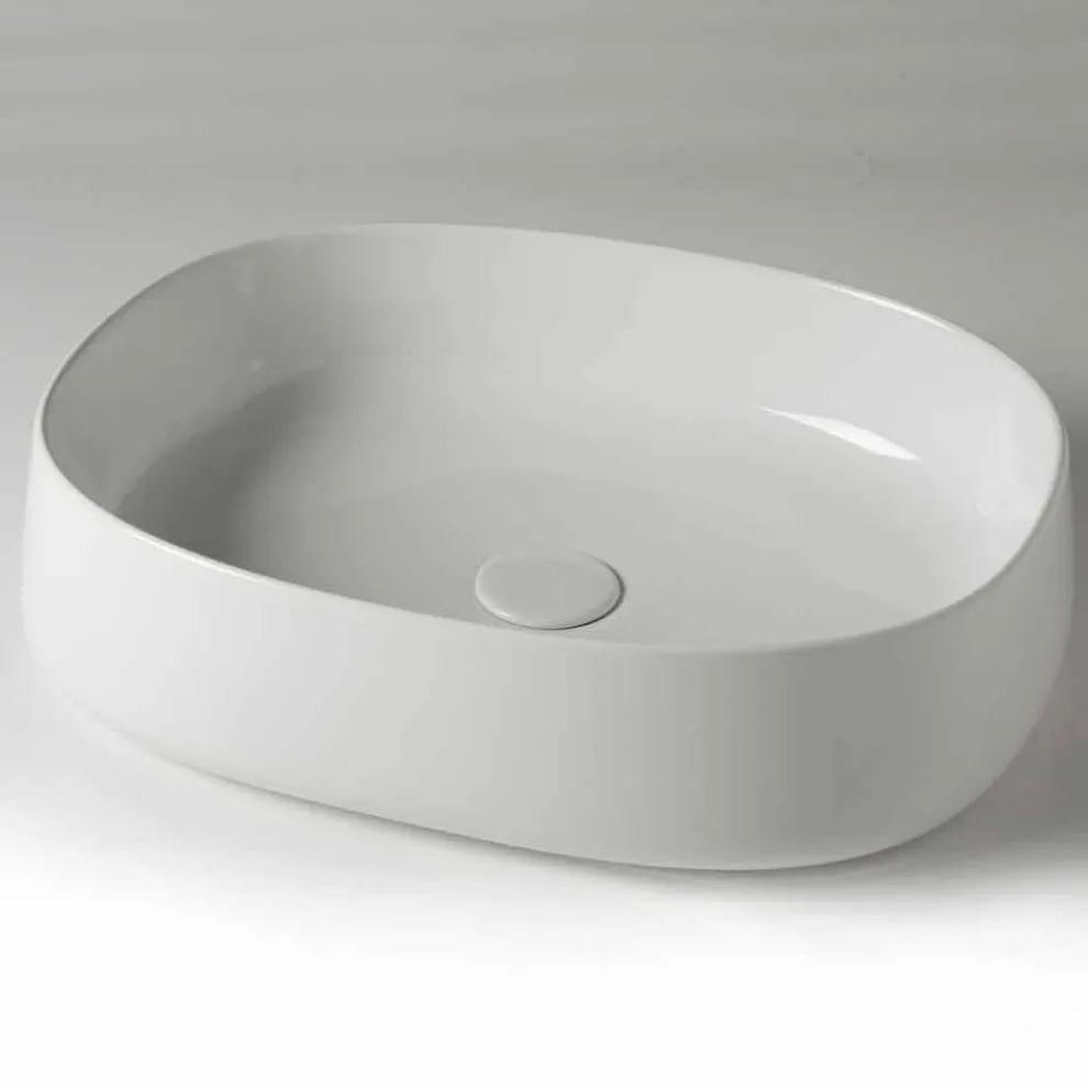 Ovales Aufsatzwaschbecken aus Keramik L 50 cm Made in Italy - Cordino