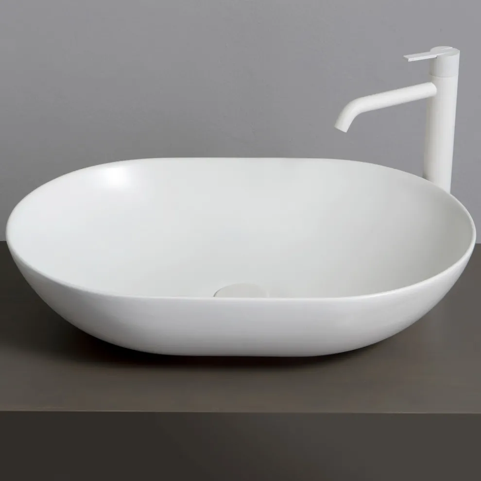 Ovales Aufsatzwaschbecken aus farbiger Keramik Made in Italy - Chain