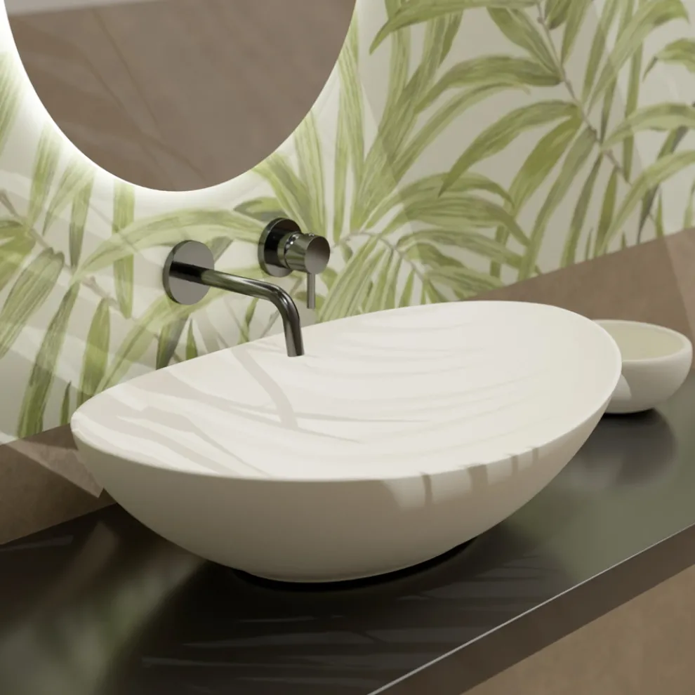 Ovales Aufsatzwaschbecken aus Keramik L 60 cm Made in Italy - Jumper