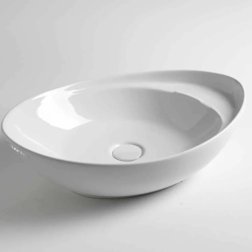 Ovales Aufsatzwaschbecken aus Keramik Made in Italy - Mammut