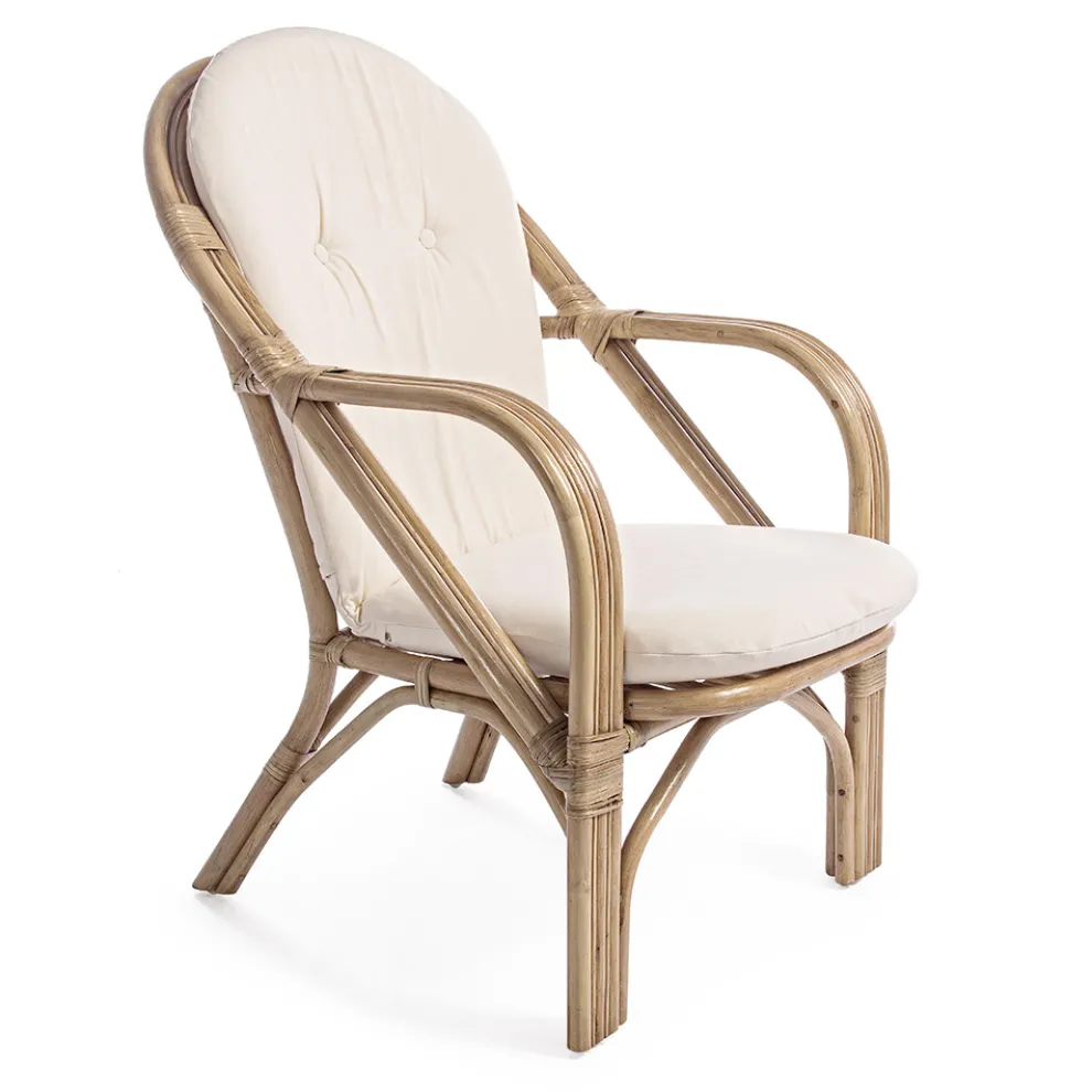 Natürlicher Rattan-Gartensessel mit abnehmbarem Kissen - Maurizia