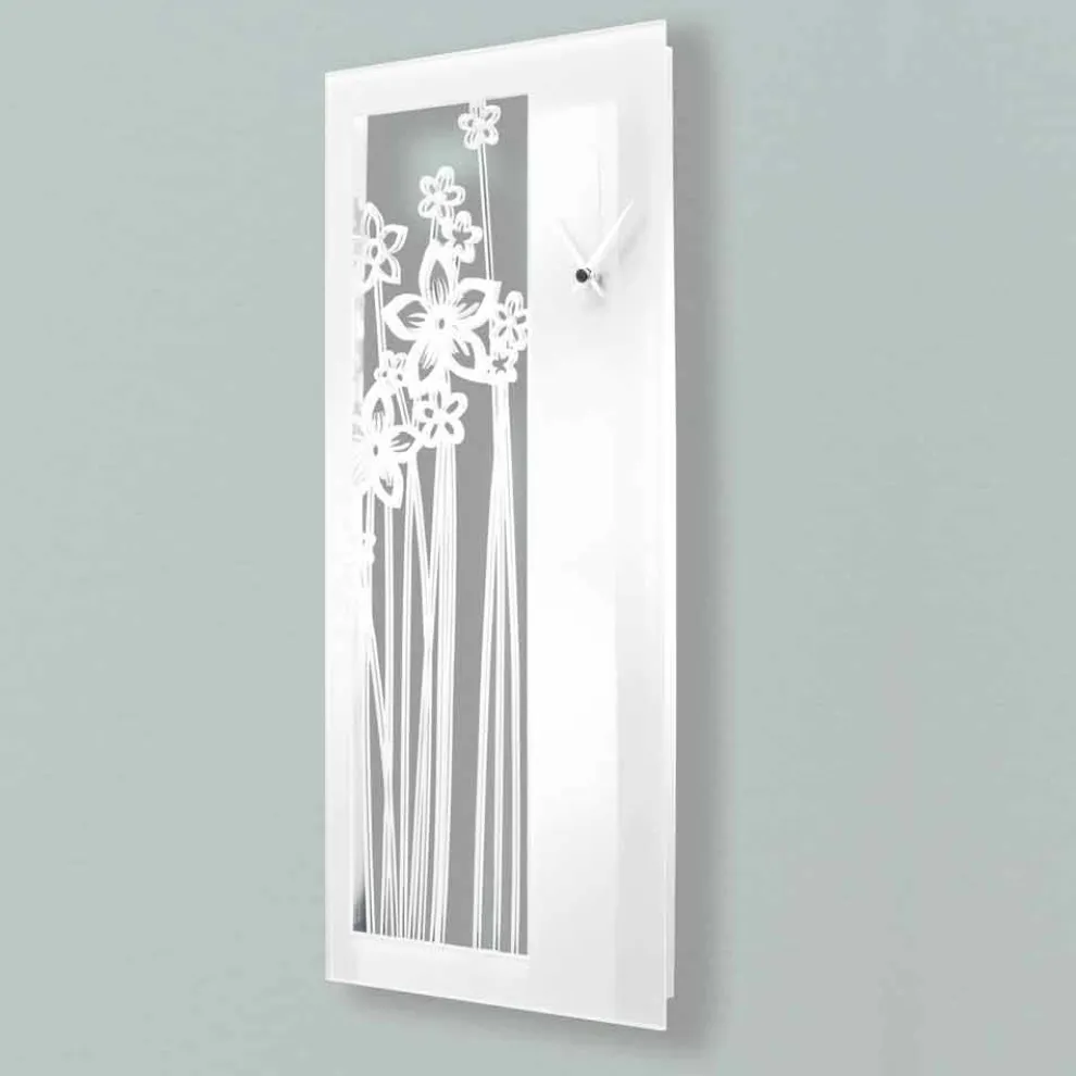 Moderne Wanduhr mit rechteckigem Design aus weißem Plexiglas - Elara