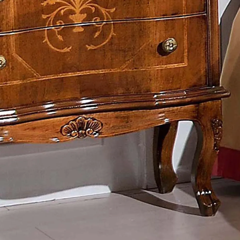 Nachttisch mit 3 Schubladen aus Bassano Nussbaumholz Made in Italy - Luxus