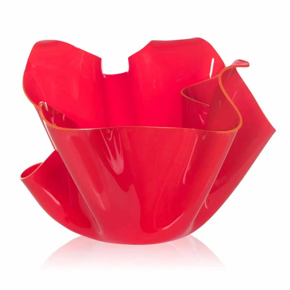Rote Vase für drapiertes Design im Innen- und Außenbereich Pina, made in Italy