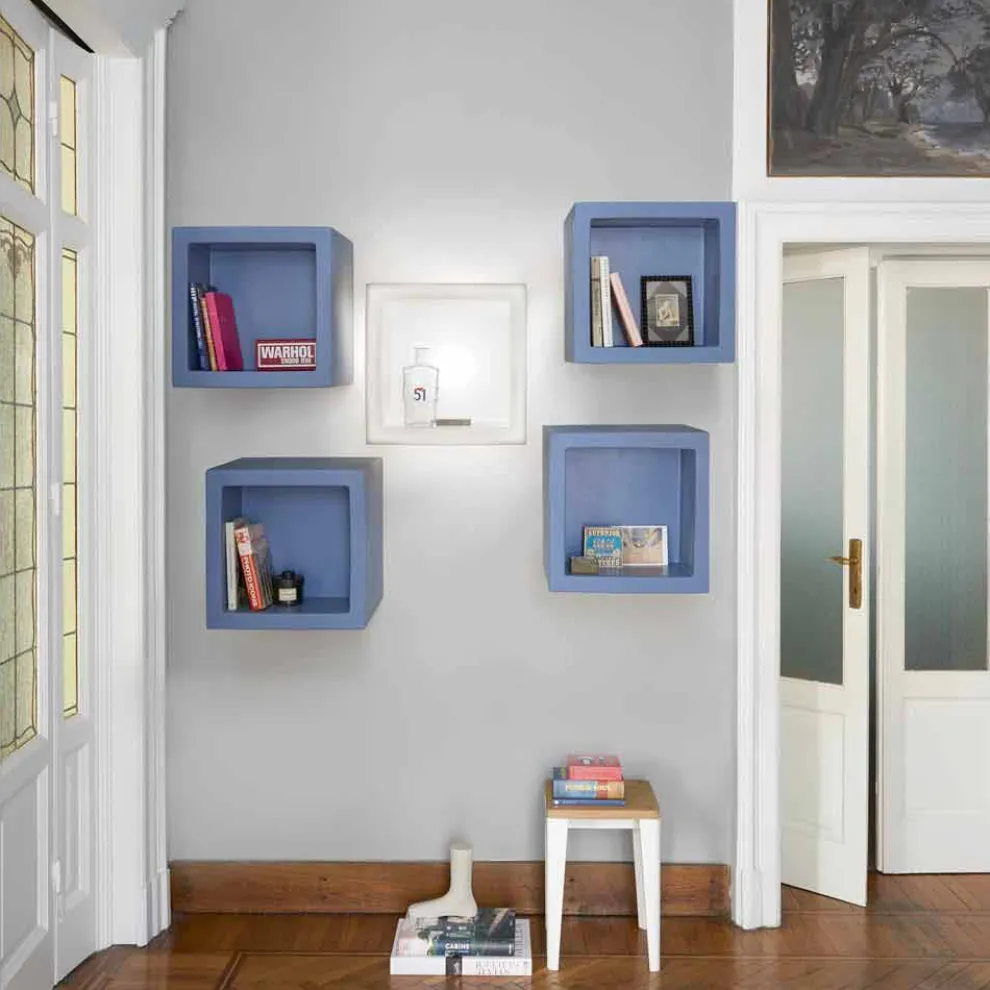 Würfelförmiges, farbiges Regal mit modernem Design Slide Open Cube, hergestellt in Italien