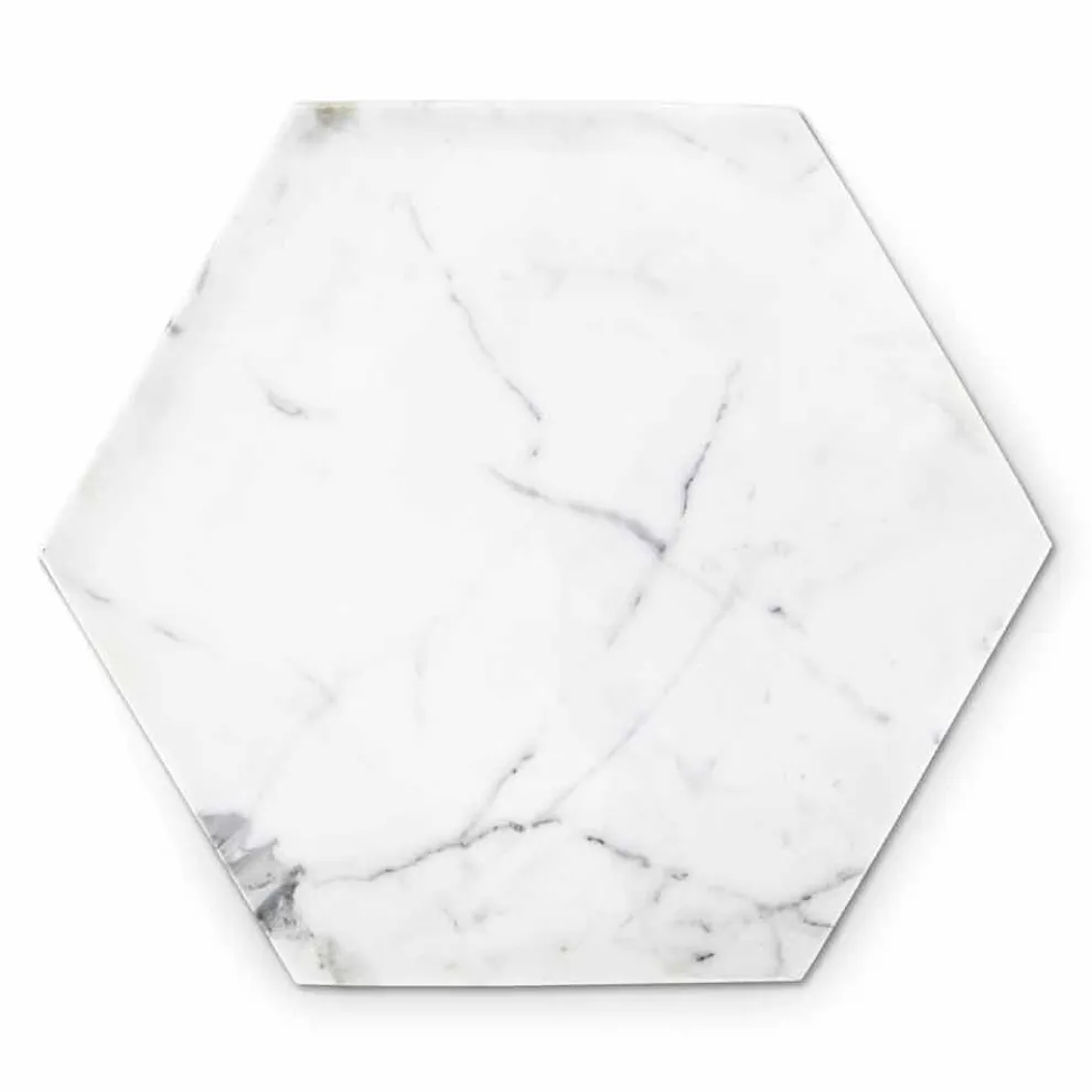 Sechseckige Designplatte aus weißem Carrara-Marmor Made in Italy - Sintia