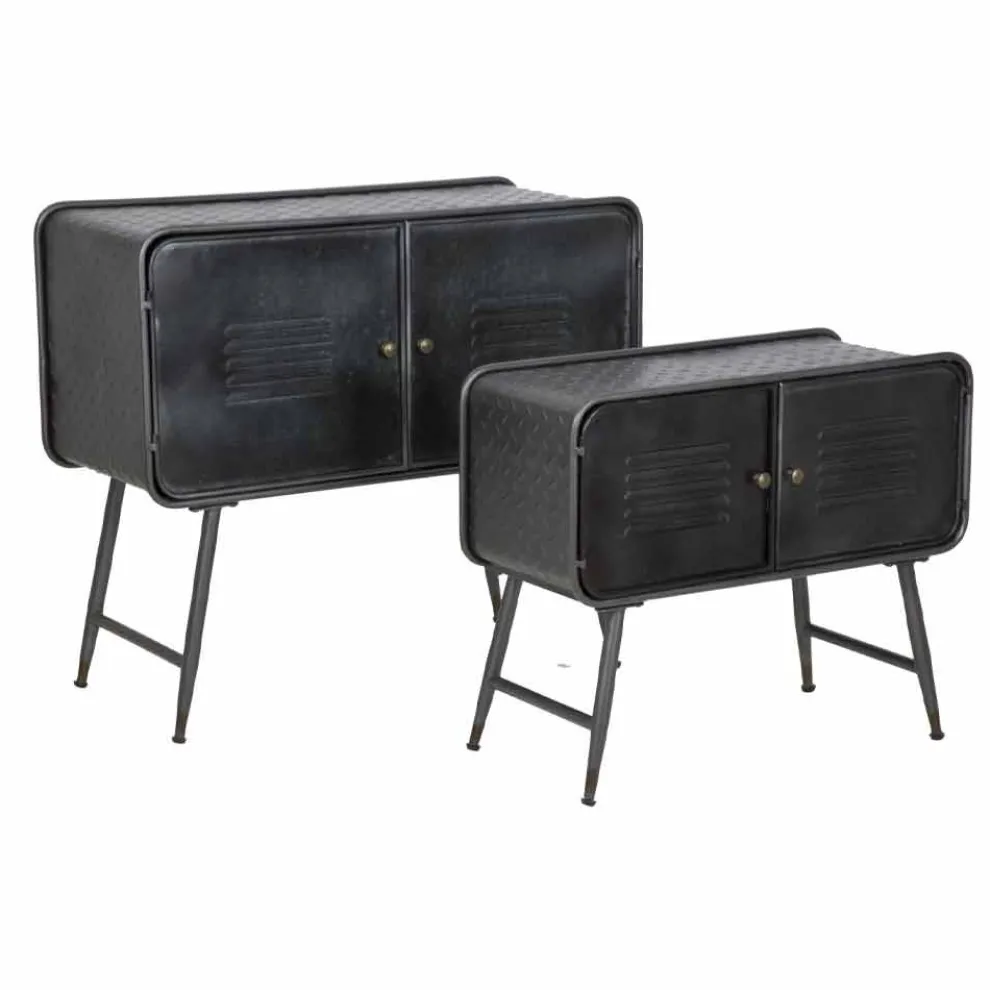 Paar Sideboards im Industriestil für Wohnzimmer Vintage-Design aus Eisen - Cuna