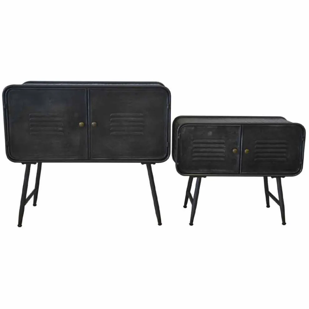 Paar Sideboards im Industriestil für Wohnzimmer Vintage-Design aus Eisen - Cuna