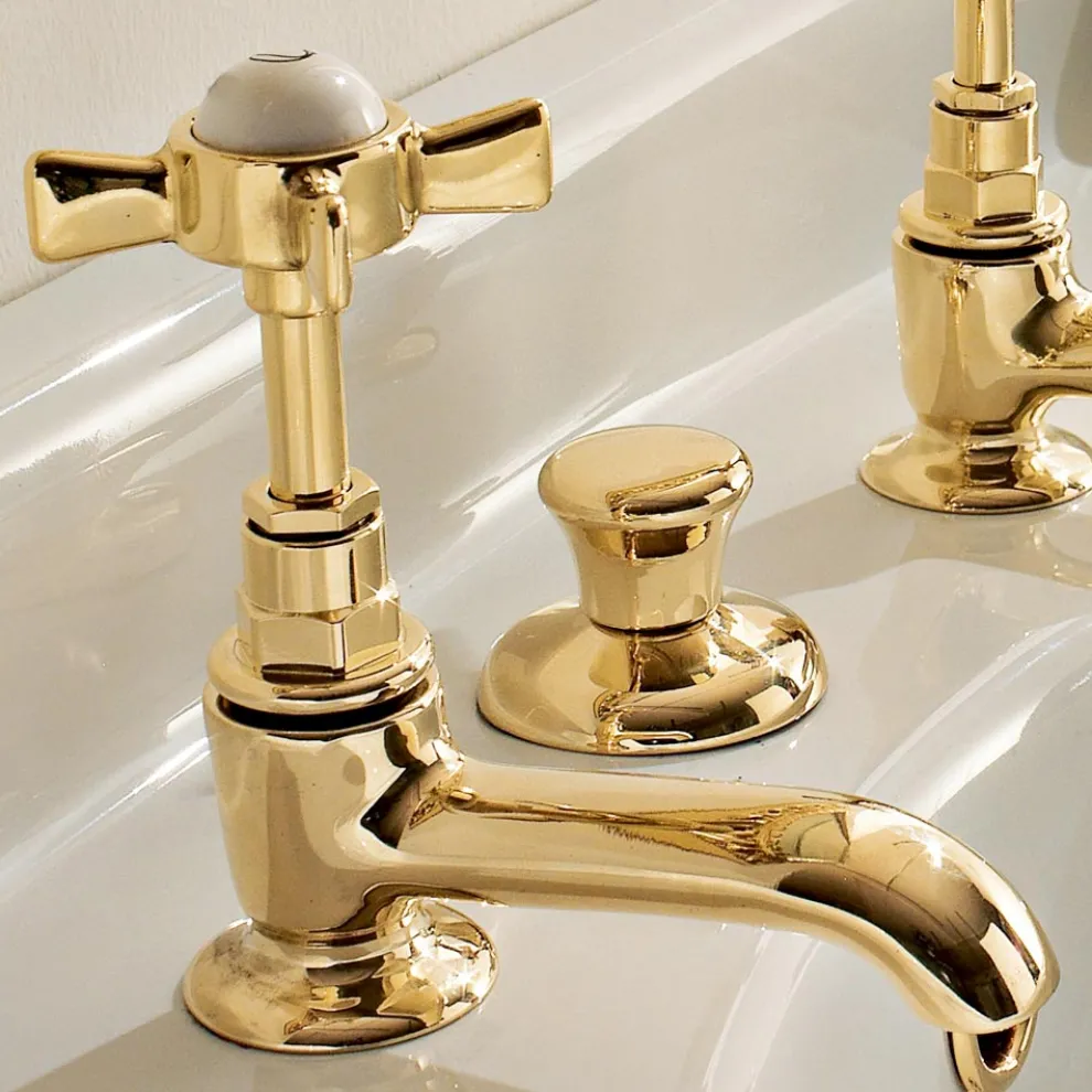 Paar Vintage Waschtischarmaturen aus Messing Made in Italy - Katerina