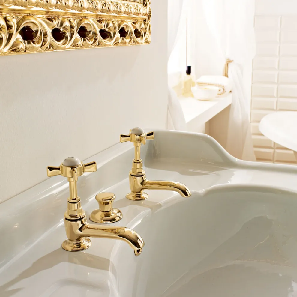 Paar Vintage Waschtischarmaturen aus Messing Made in Italy - Katerina