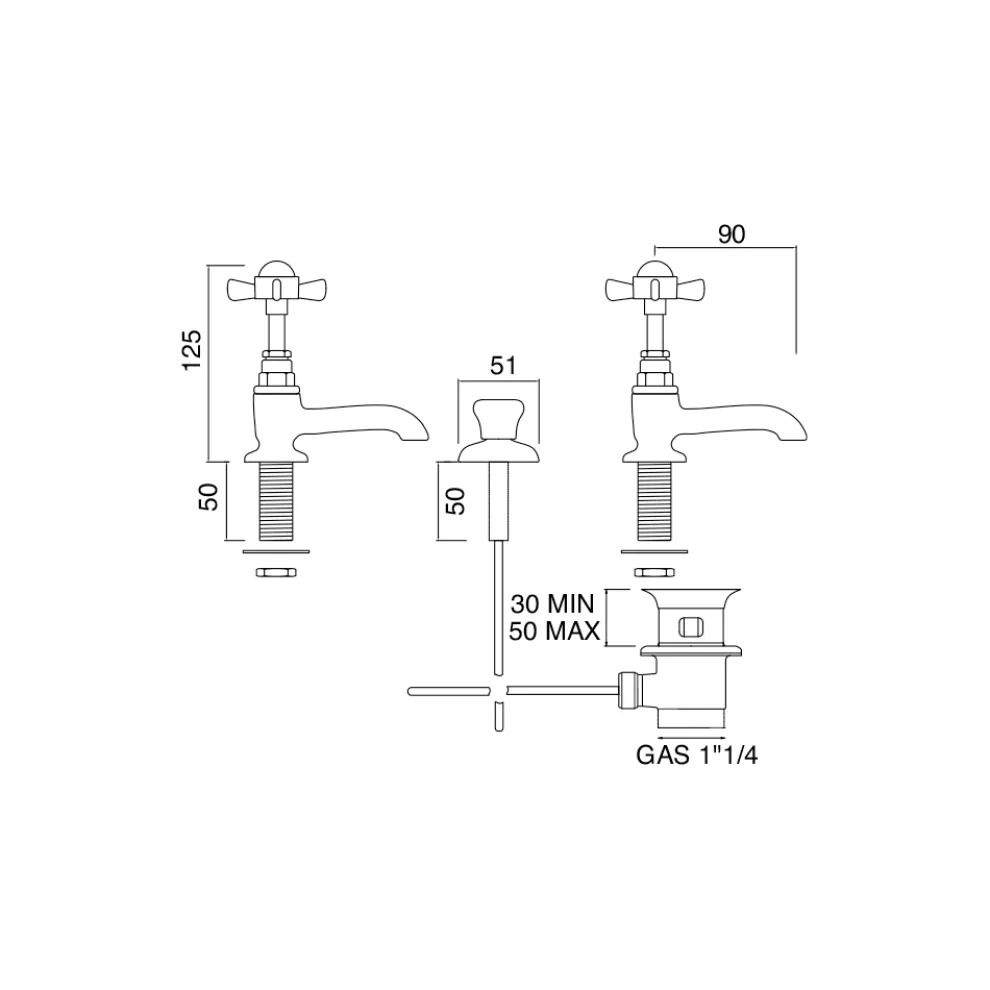 Paar Vintage Waschtischarmaturen aus Messing Made in Italy - Katerina
