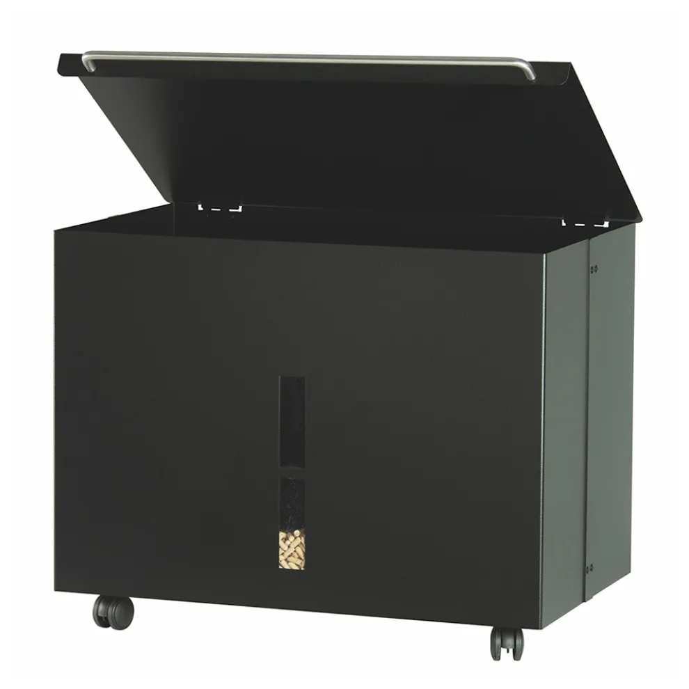 Pellethalter aus Metall mit Rädern und Deckel, hergestellt in Italien – Gazza