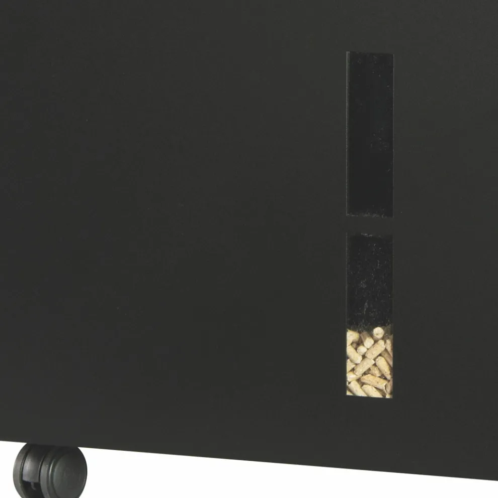 Pellethalter aus Metall mit Rädern und Deckel, hergestellt in Italien – Gazza