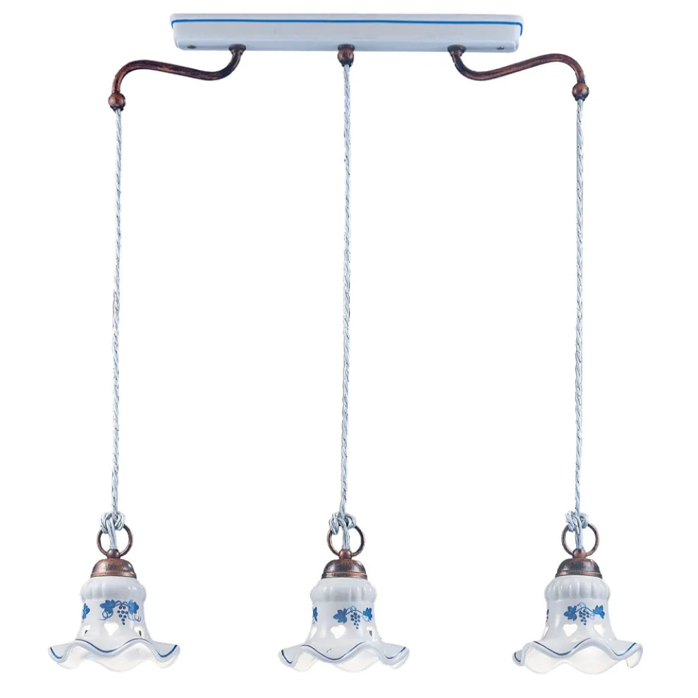Pendelleuchte 3 Lichter Vintage Handgefertigtes Eisen und Keramik - Chieti