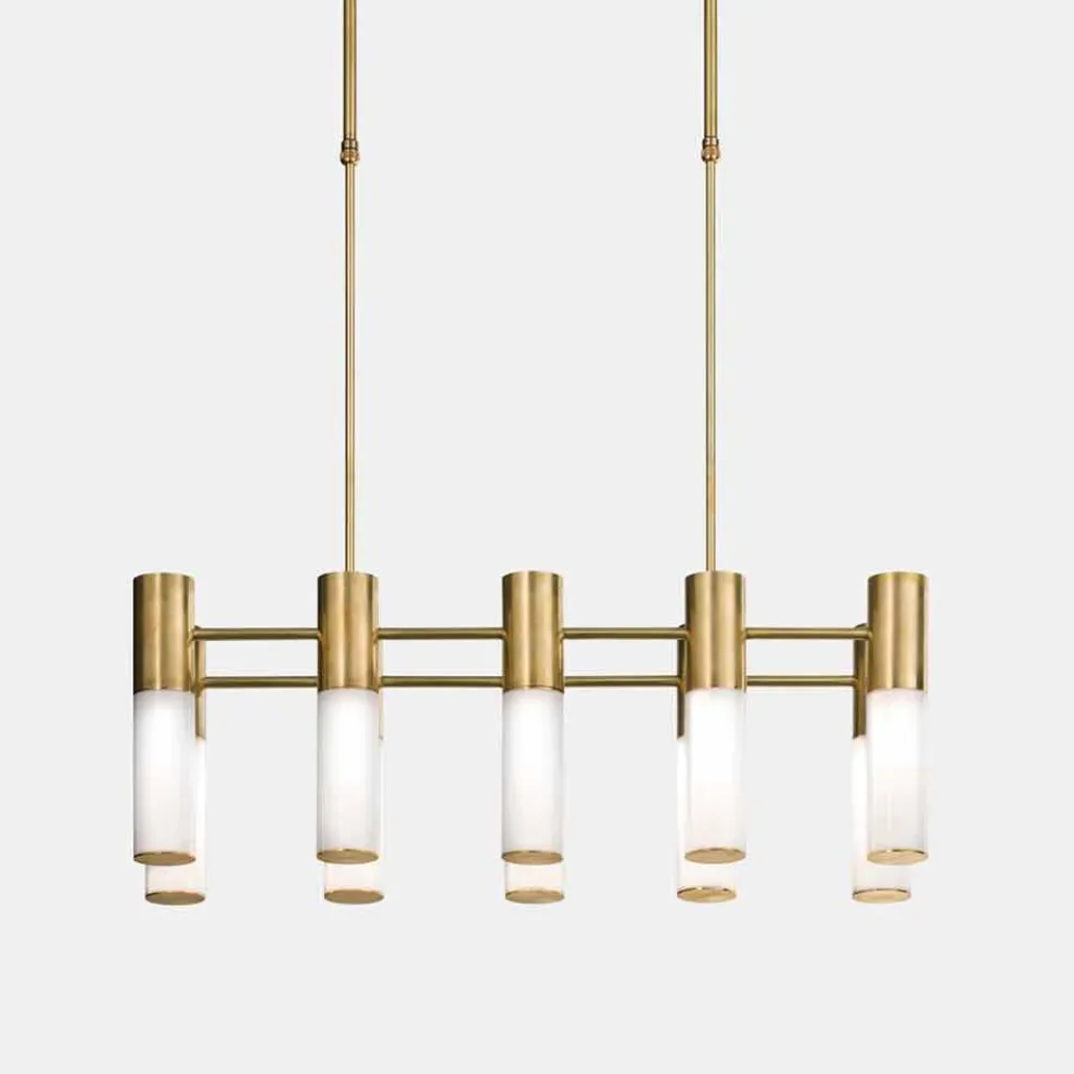 Pendelleuchte 10 Lichter aus Messing und Glas Made in Italy - Etoile von Il Fanale
