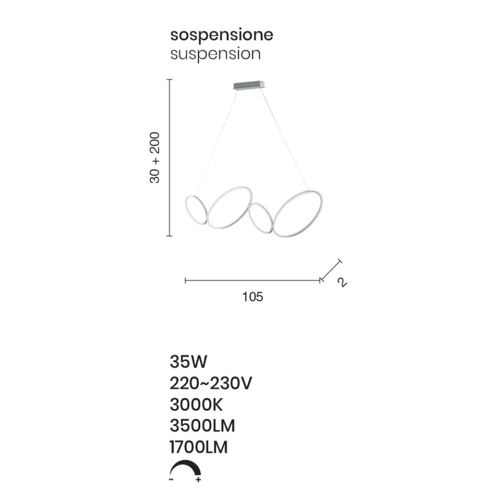 Pendelleuchte aus Metall mit Goldfinish und dimmbarer LED - Raiss
