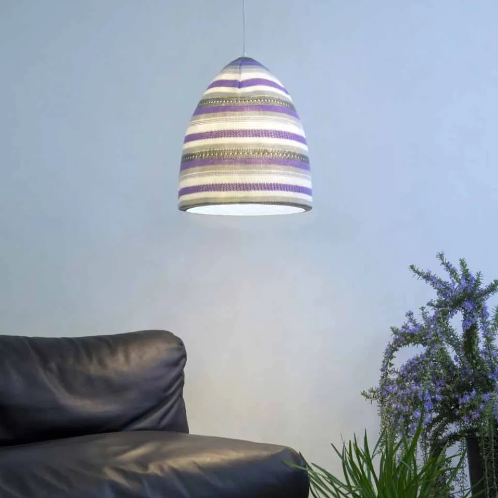 Pendelleuchte aus Nebulit und Wolle In.es.artdesign Flower Stripe