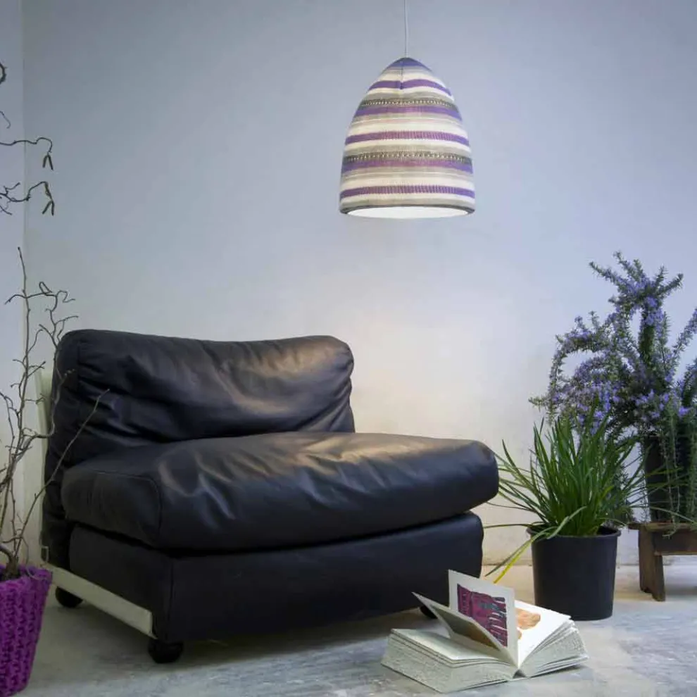Pendelleuchte aus Nebulit und Wolle In.es.artdesign Flower Stripe