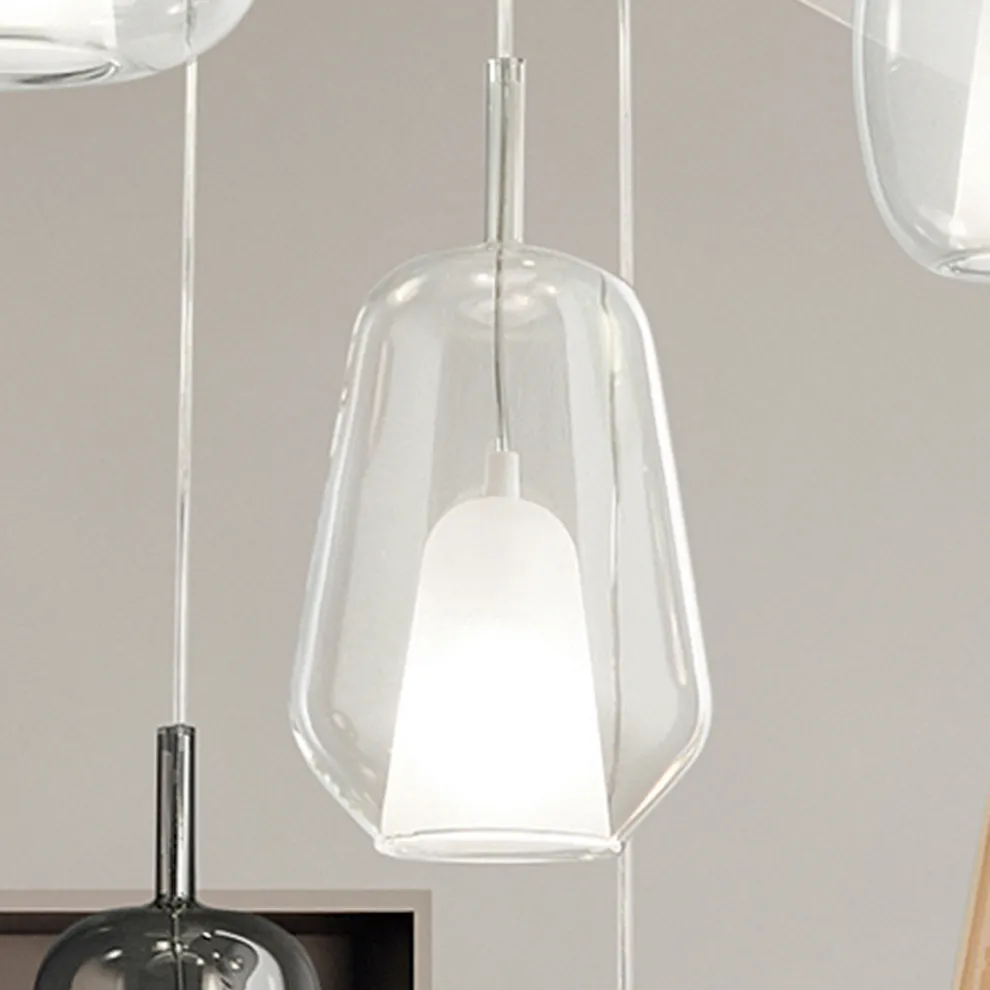 Pendelleuchte aus Glas und transparentem Draht Made in Italy - Trilly