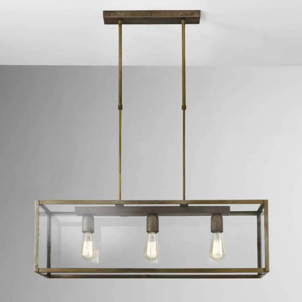 Pendelleuchte aus Eisen und Glas 3 flammig London Il Fanale