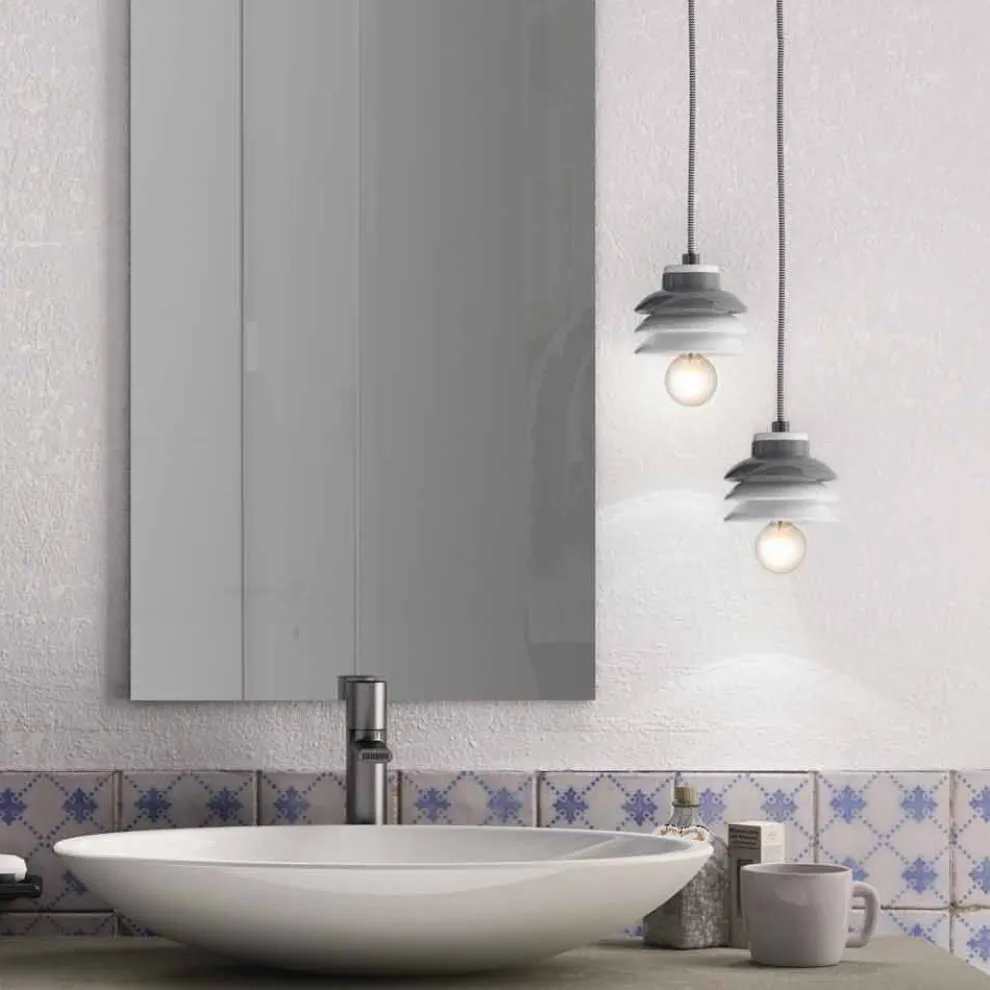 Pendelleuchte aus Keramik und modernem Aluminium in Italien, Asien