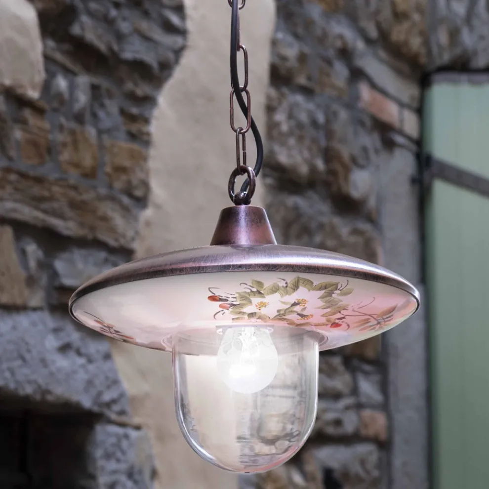 Pendelleuchte aus schwarzem kupfernem Aluminium mit handgefertigter Dekoration - Latina