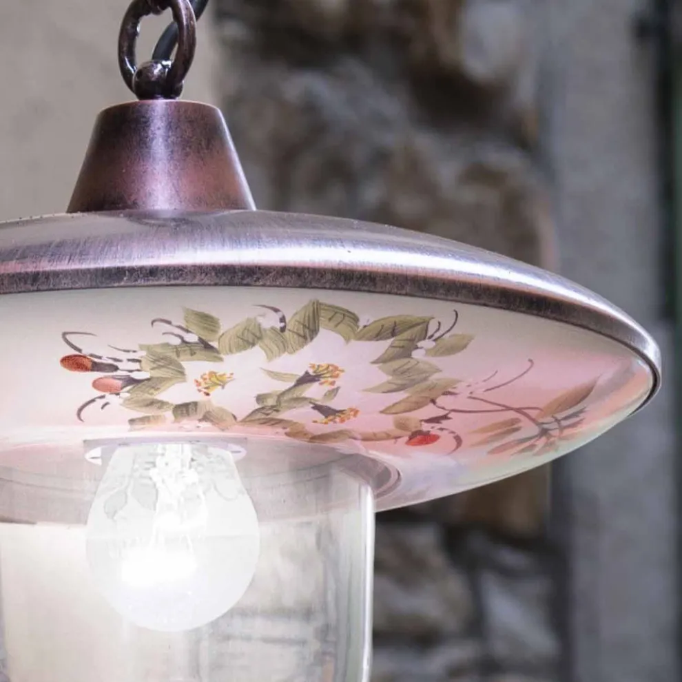 Pendelleuchte aus schwarzem kupfernem Aluminium mit handgefertigter Dekoration - Latina