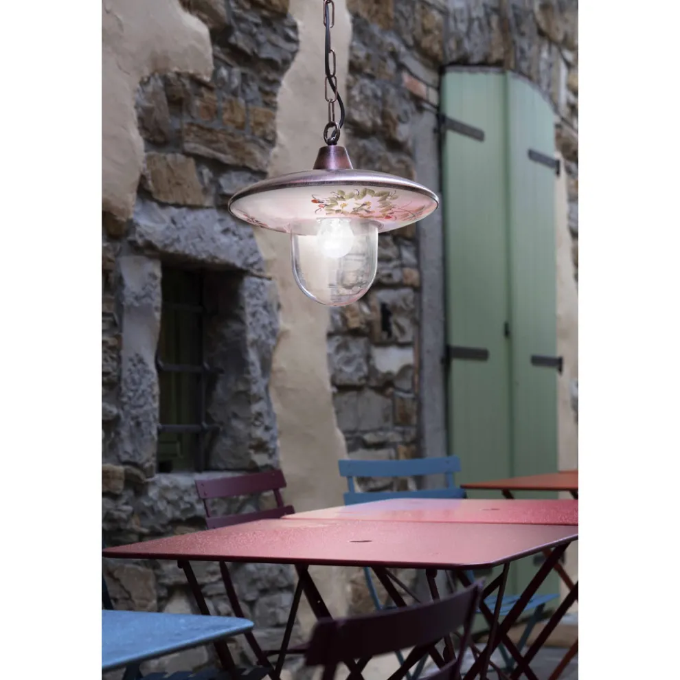 Pendelleuchte aus schwarzem kupfernem Aluminium mit handgefertigter Dekoration - Latina