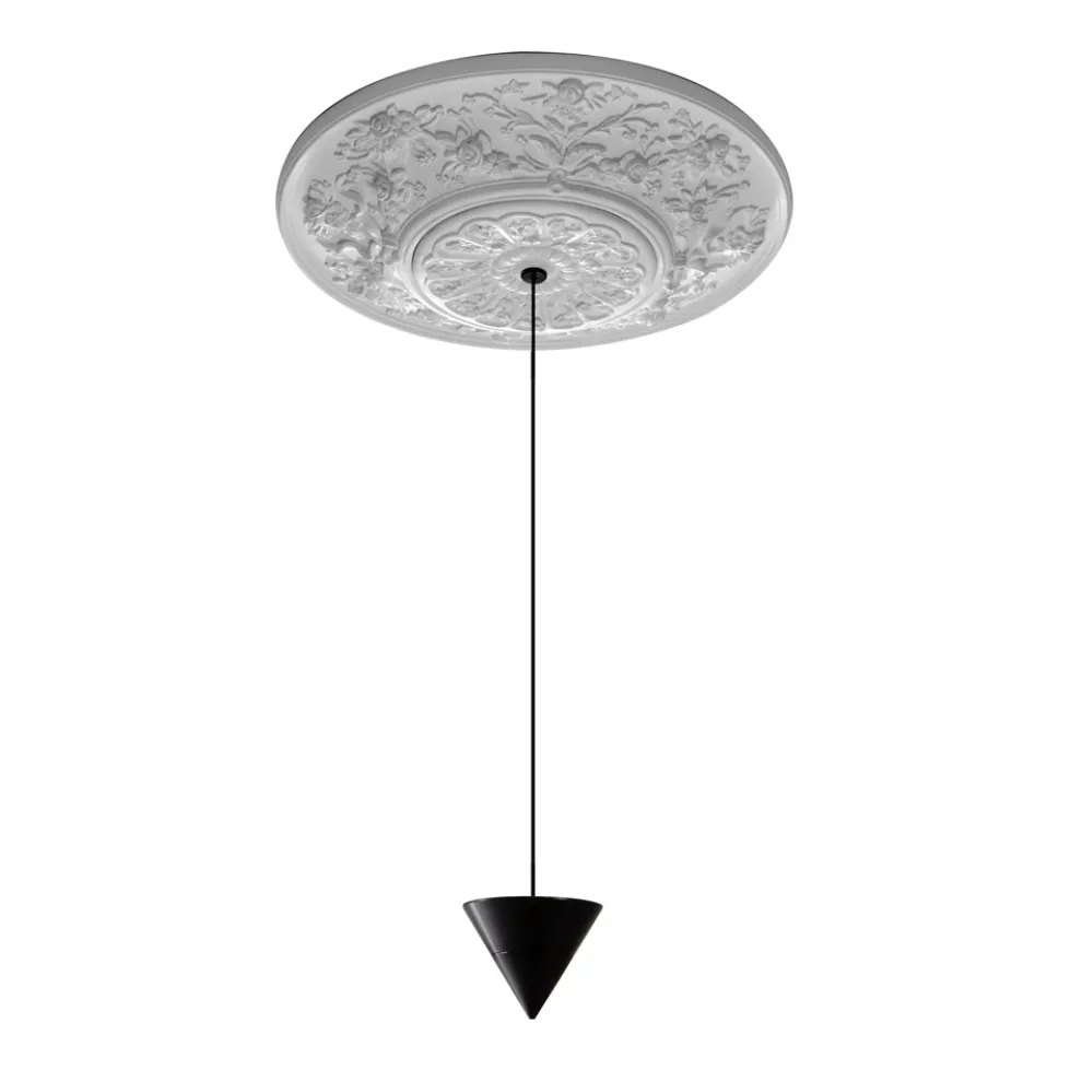 Pendelleuchte Design weißer Gips und schwarzes Aluminium 1 Kegel - Tesera