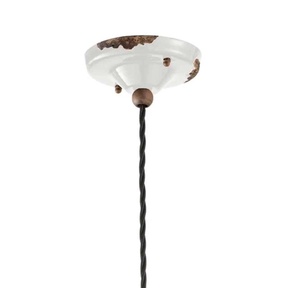 Pendelleuchte im Industriedesign aus Eisen, Glas und Keramik - Urban