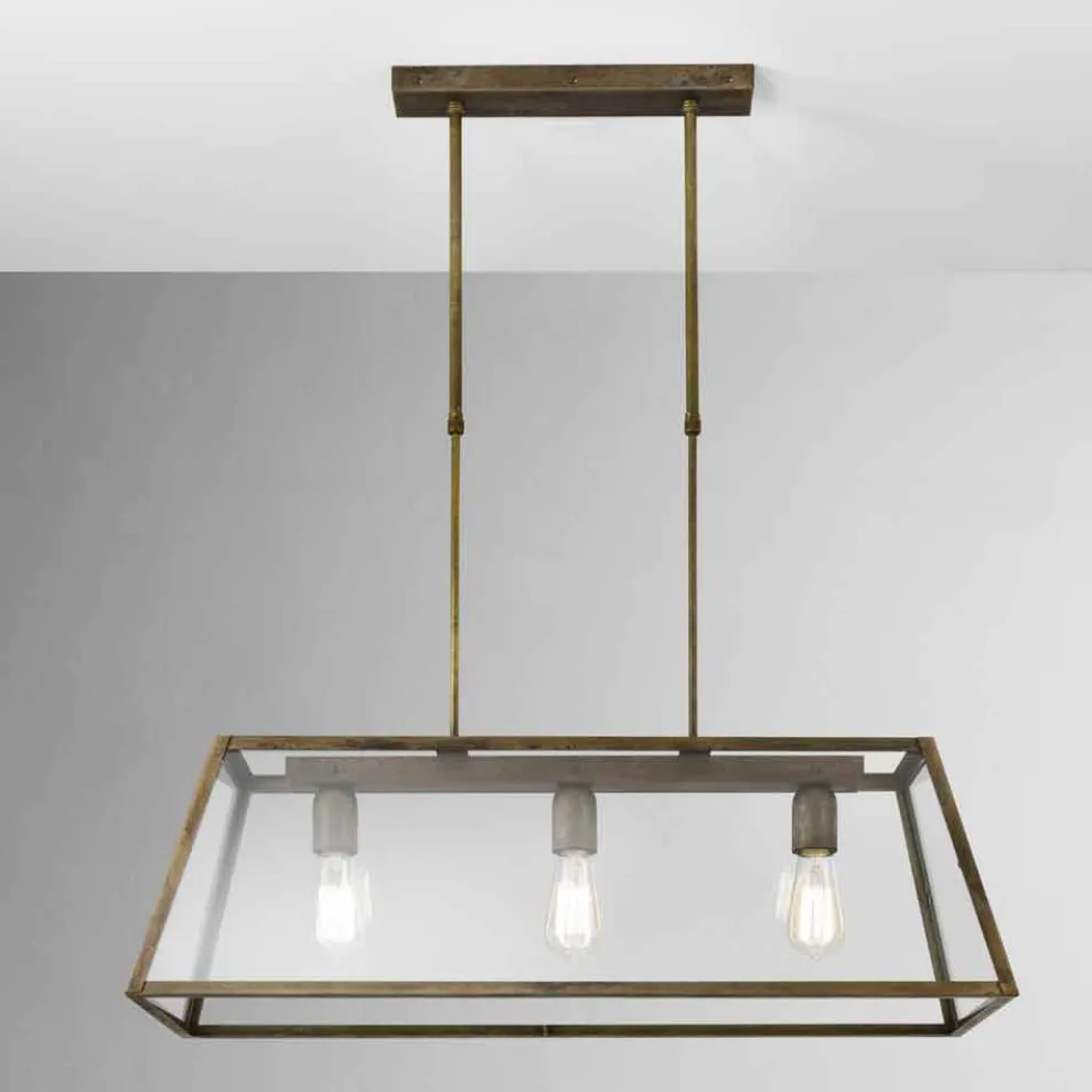 Pendelleuchte im Industrie Stil aus Eisen 3 flammig London Il Fanale