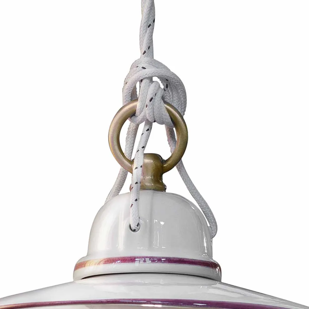 Pendelleuchte in handbemalter Keramik und Eisendesign - Asti