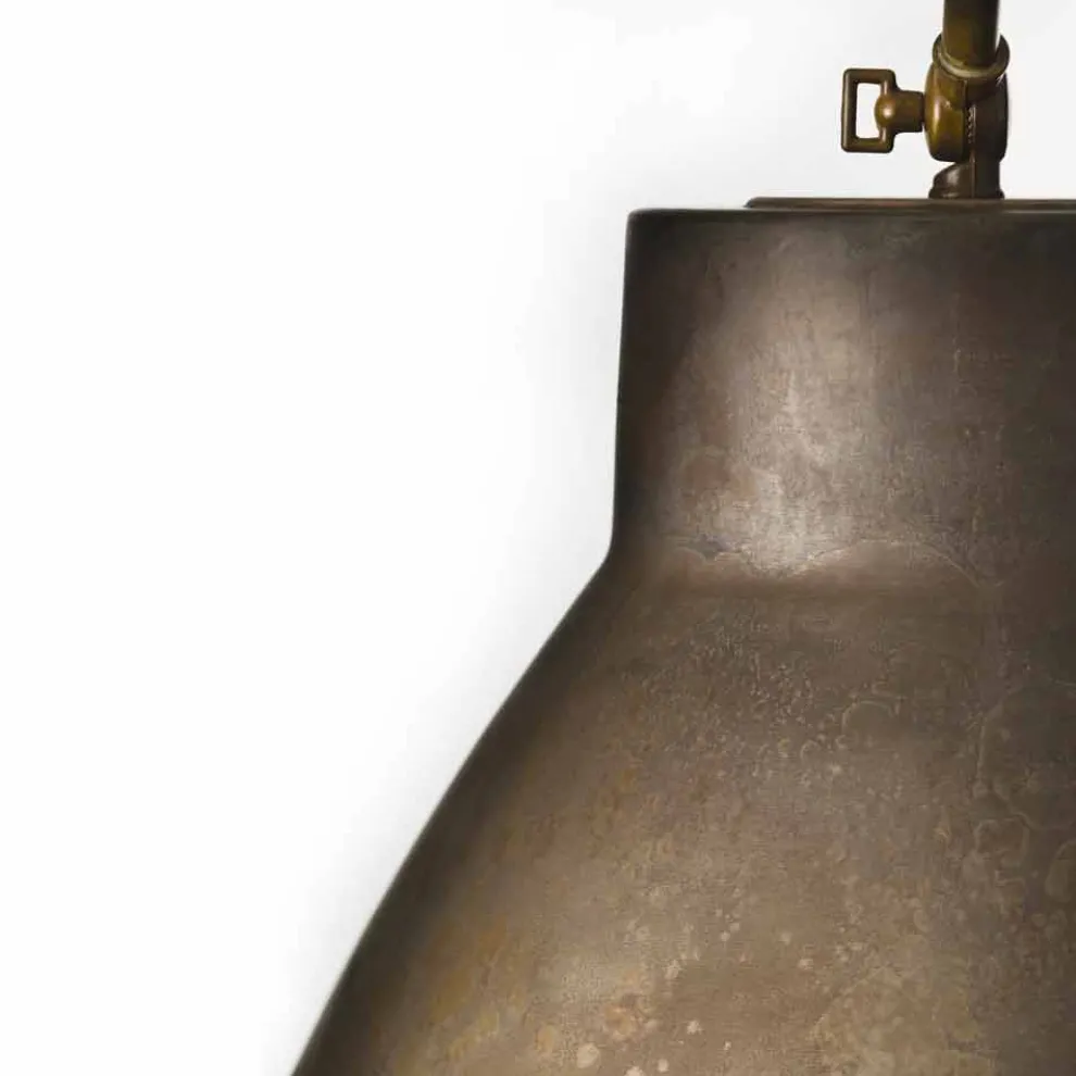 Pendelleuchte klein IL Fanale mit Schwenkarm aus patinierten Eisen