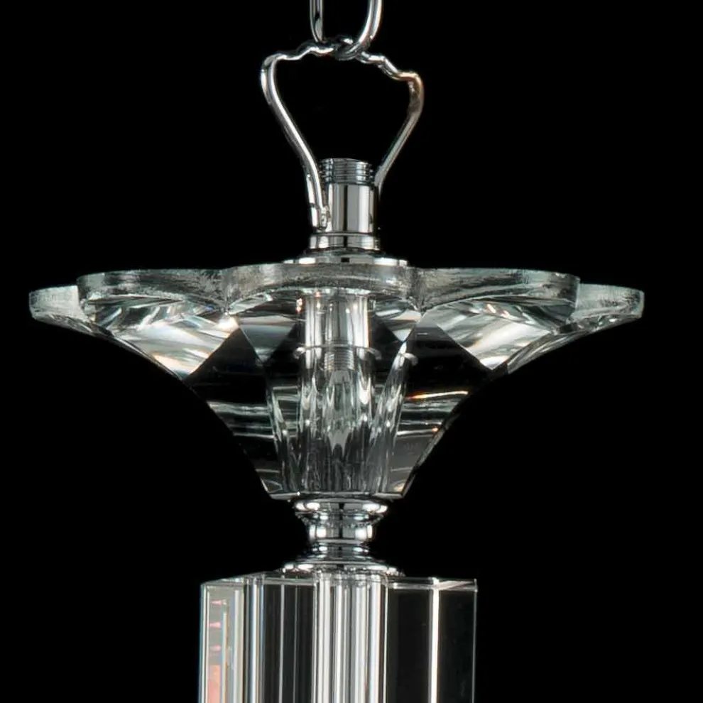 Pendelleuchte mit 3 Leuchten in Glas und Ivy Kristall, hergestellt in Italien