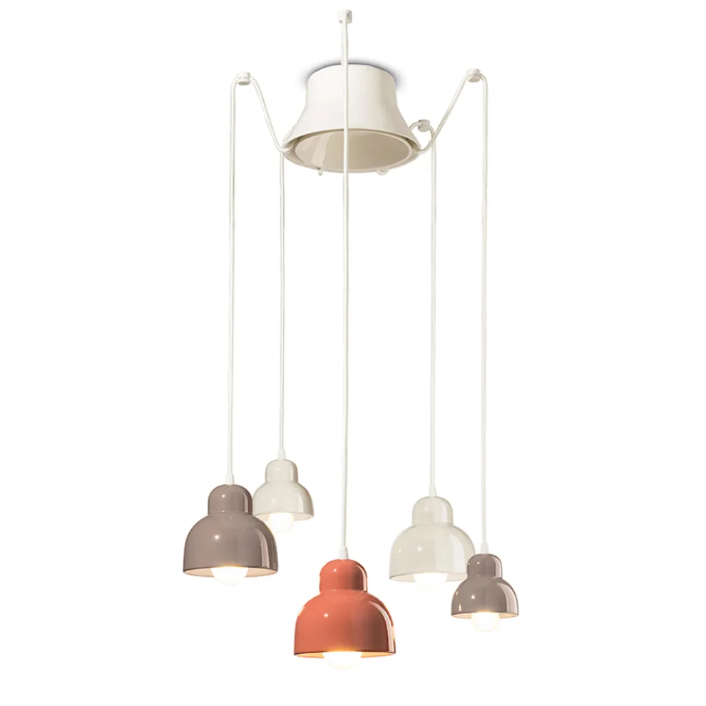 Pendelleuchte mit 5 farbigen Elementen, hergestellt in Italien – Berimbau