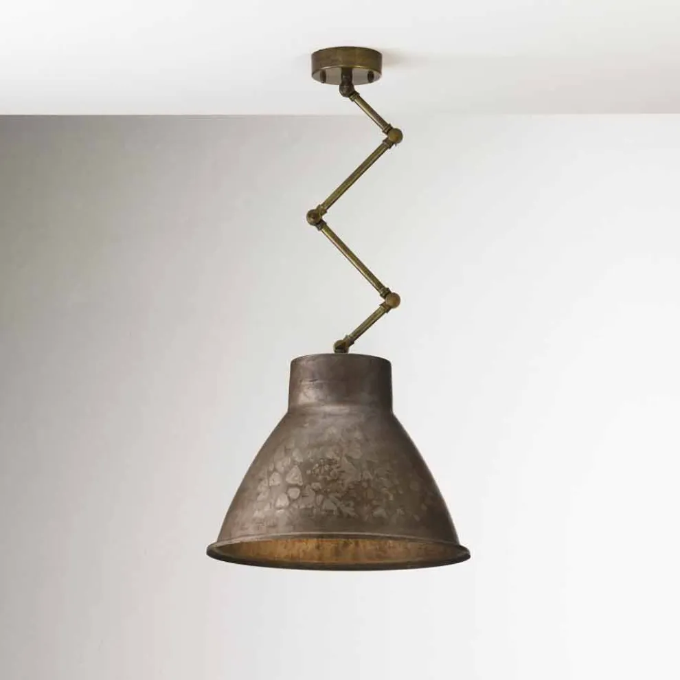 Pendelleuchte Mittel IL Fanale mit Schwenkarm  aus patinierten Eisen