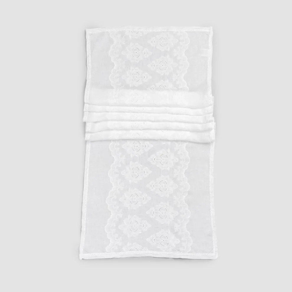 Tischläufer 100% Leinen mit Stickerei von Luxus-Design - Giuggiolo
