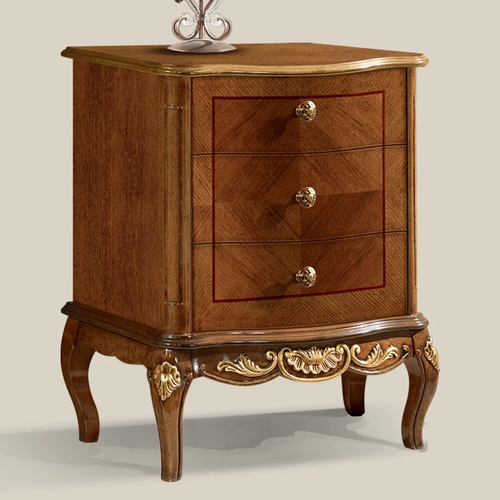 Nachttisch aus Holz mit 3 Schubladen Made in Italy - Chantilly