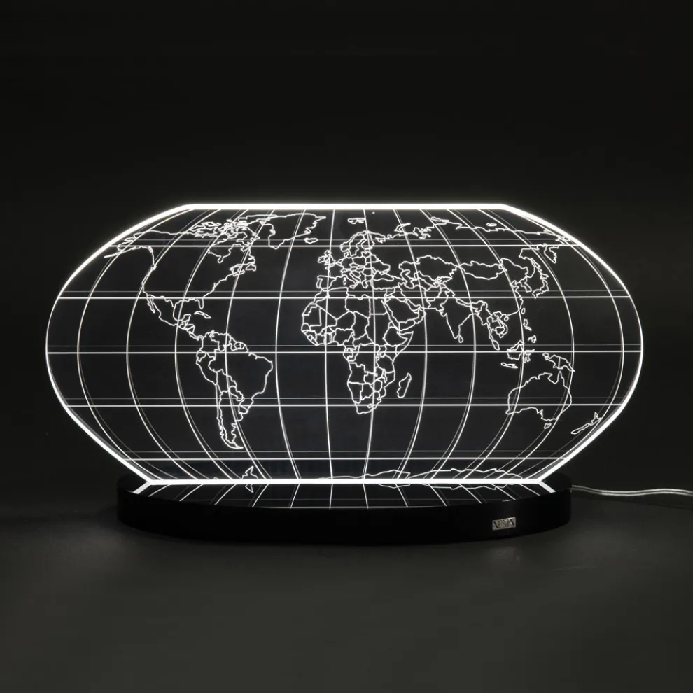 Planisphere Led Tischlampe aus lasergraviertem Acrylglas - Rihanna