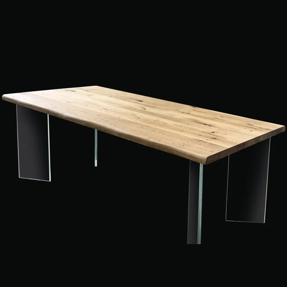 Plattierter Tisch aus Asteiche furniert und Kristall Made in Italy - Vicente