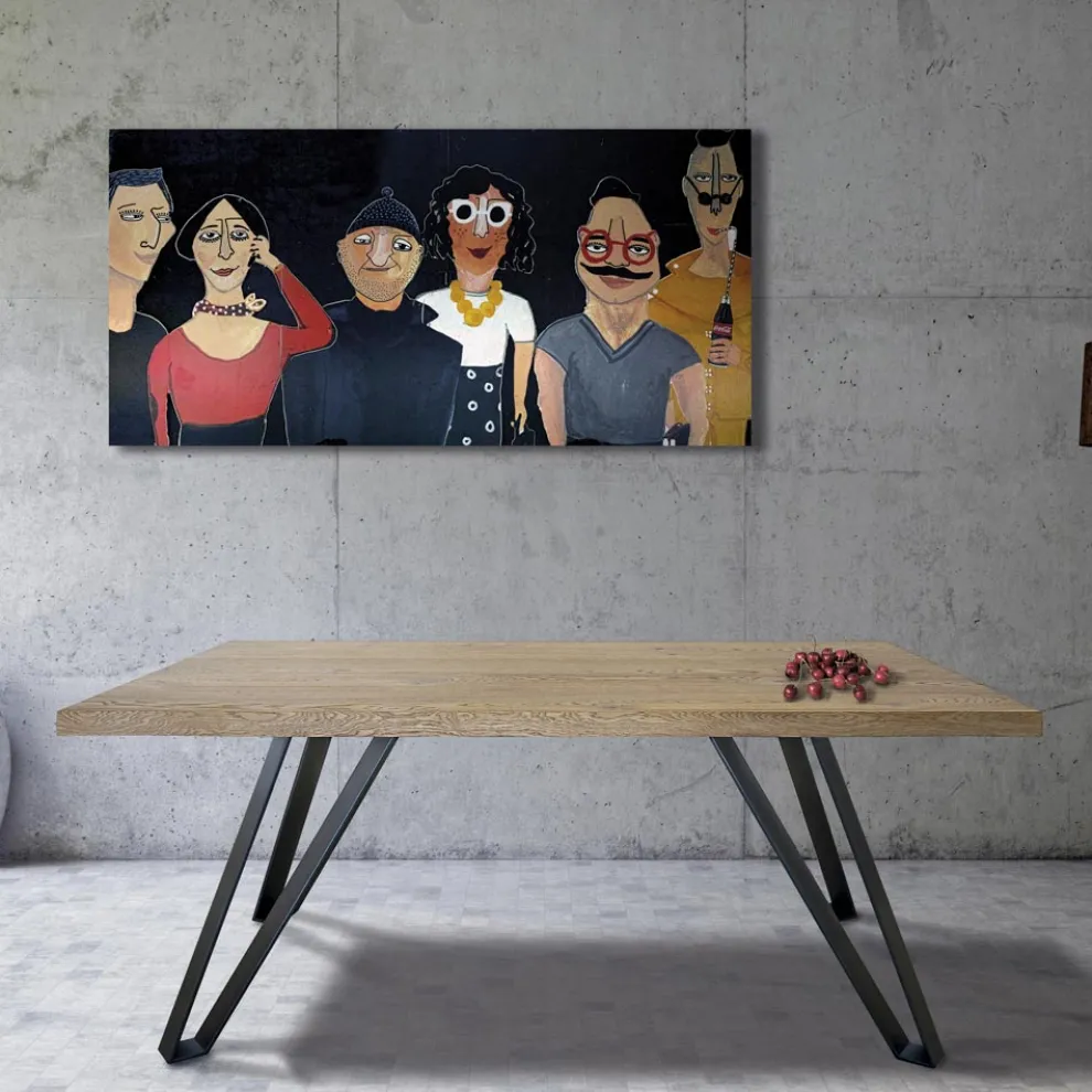 Plattierter Tisch aus Asteiche furniert und Metall Made in Italy - Luanda