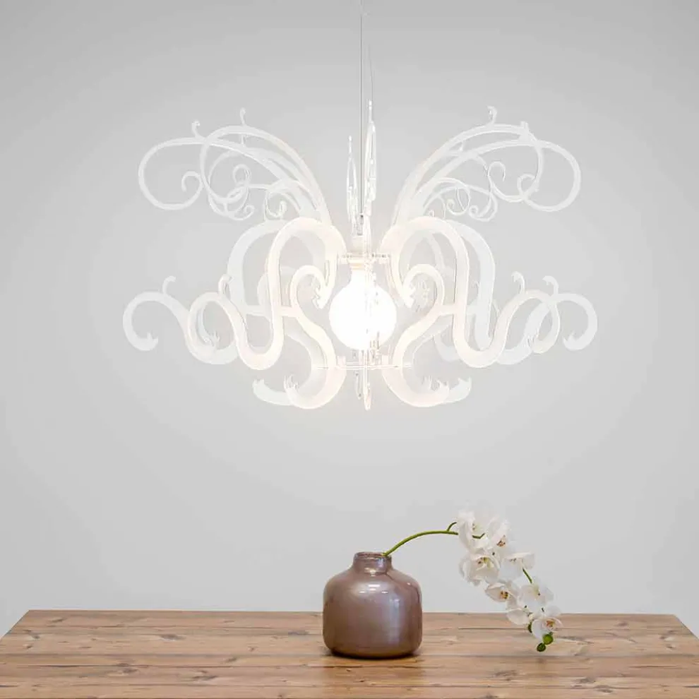 Plexiglas-Kronleuchter mit modernem Design, hergestellt in Italien, Malito
