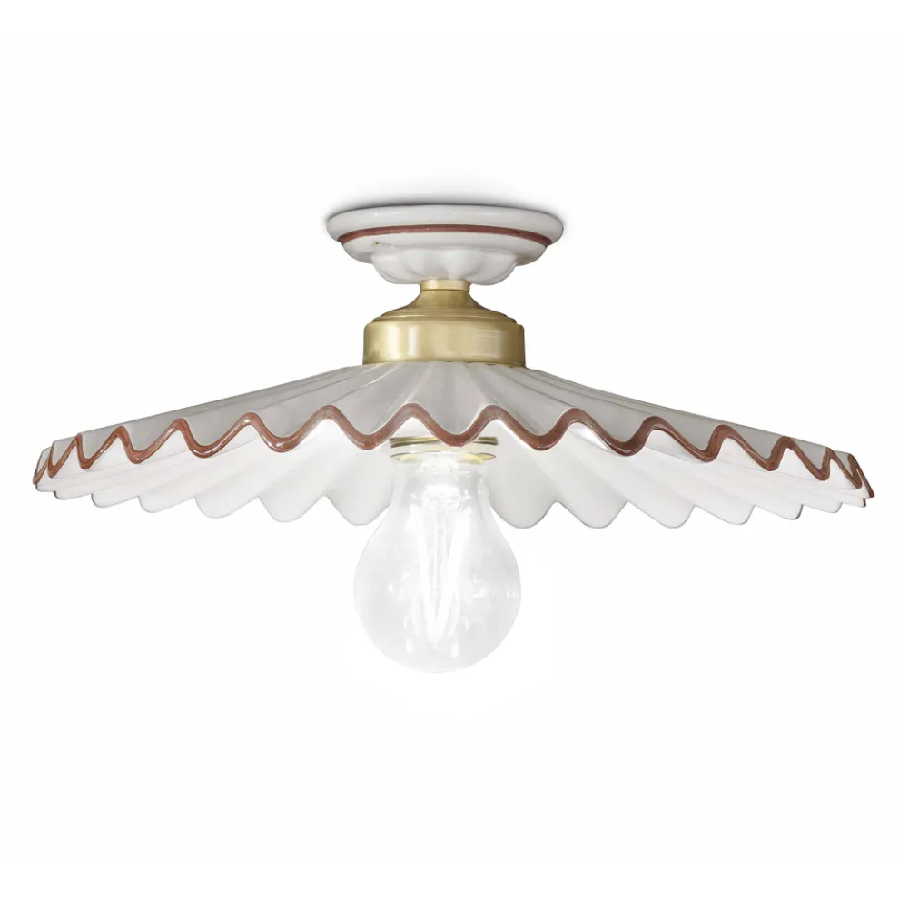 Plissee-Glänzende Keramik-Deckenlampe und handbemalter Rand - Laquila