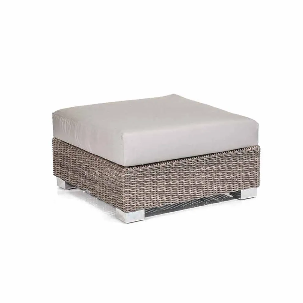 Polyrattan Garten Sitzhocker taubengrau Jaco handmade