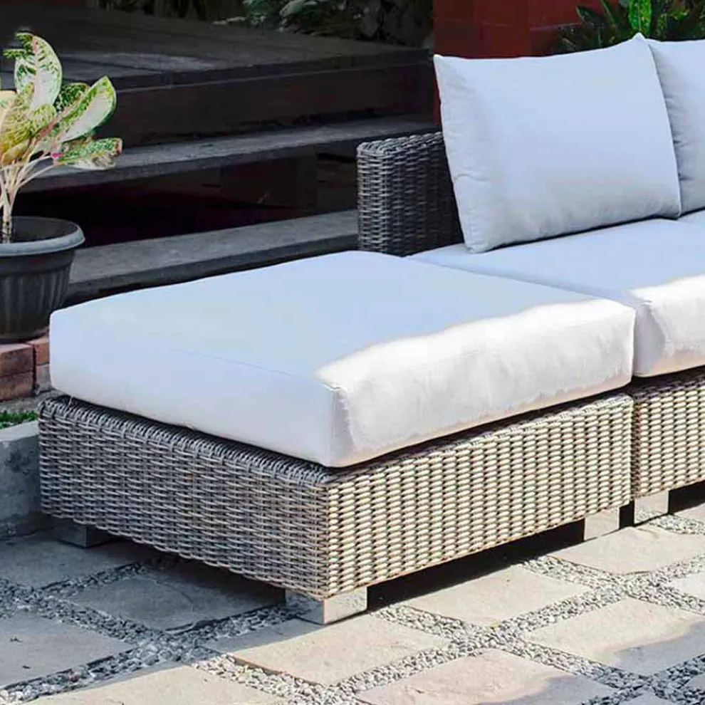 Polyrattan Garten Sitzhocker taubengrau Jaco handmade