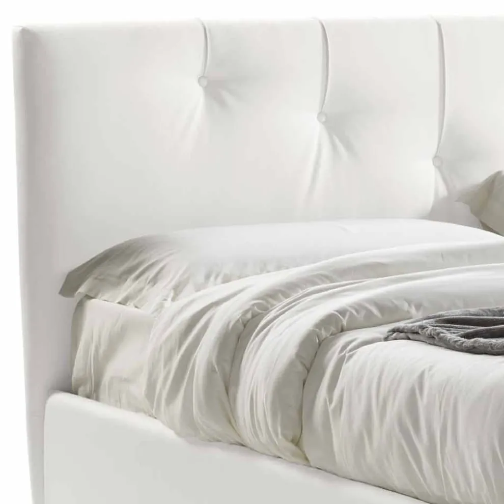 Doppelbett mit Behälter gepolstert in Kunstleder Made in Italy - Maske