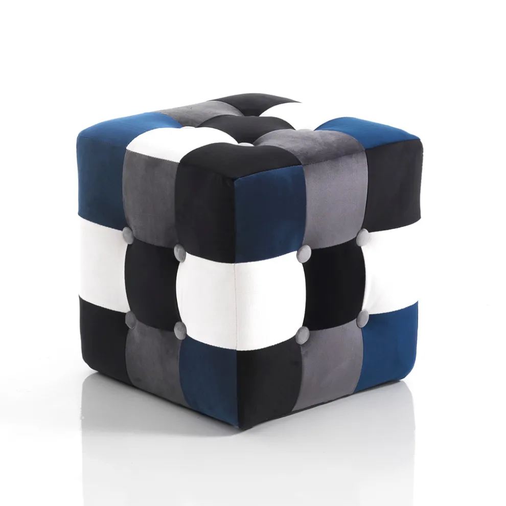 Pouf mit Stoffbezug in Patchwork-Technik – Bromo