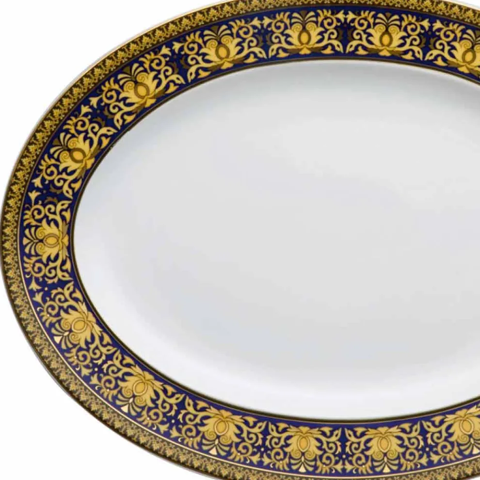 Rosenthal Versace Medusa Blau Oval 40cm Schale aus Porzellan Design