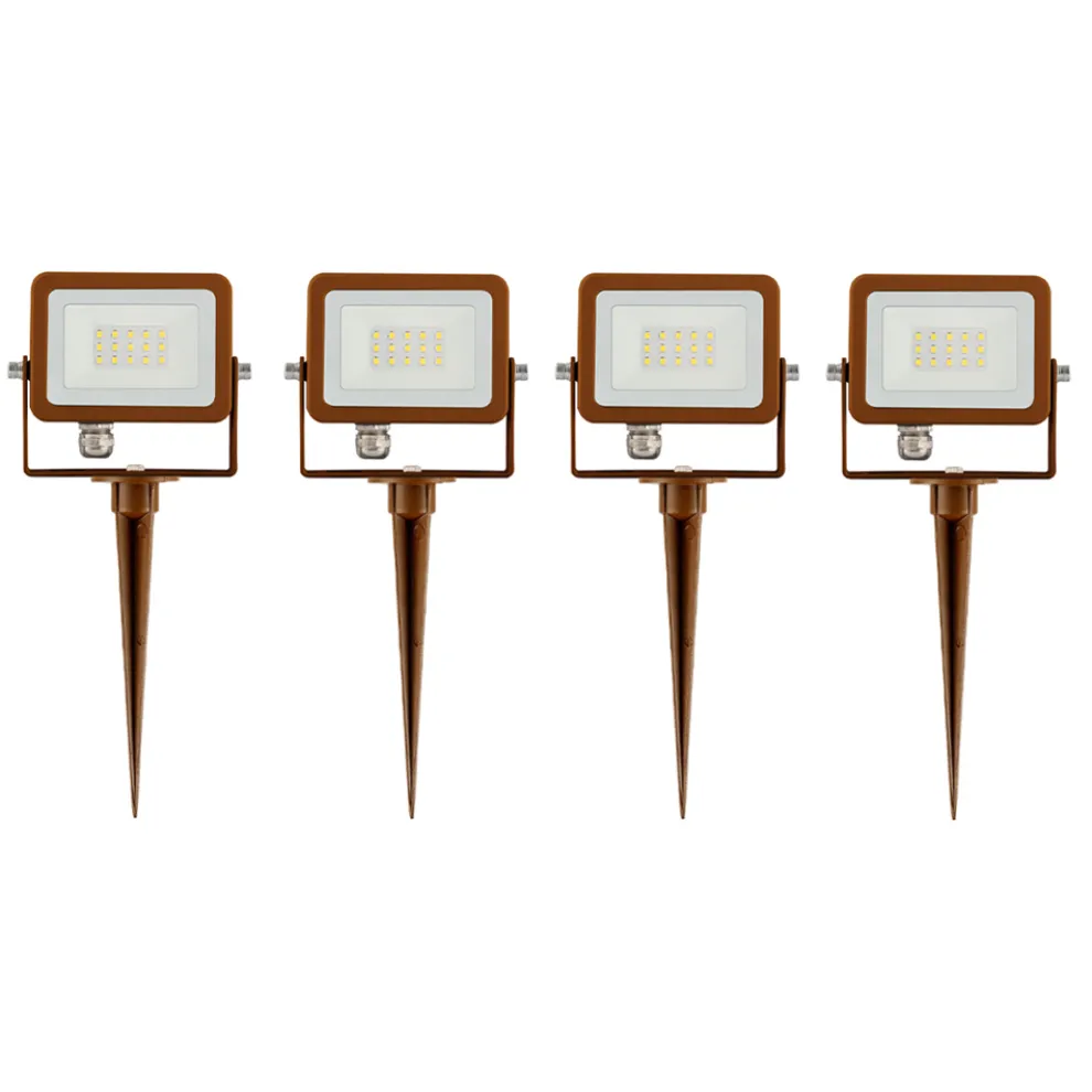 Projektor, LED-Außenstrahler aus Corten-Aluminium 4 Stück - Hellblau