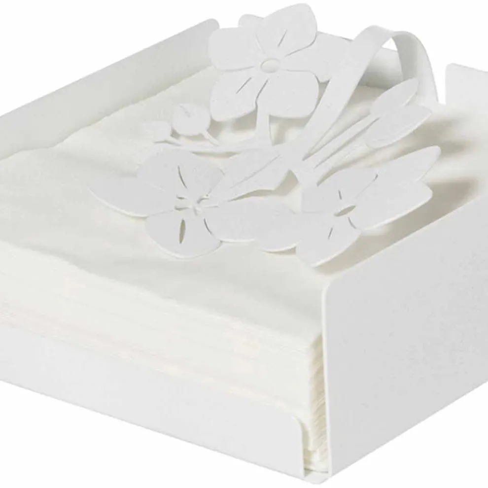 Moderner Blumen Serviettenhalter aus Edeleisen Made in Italy - Marken